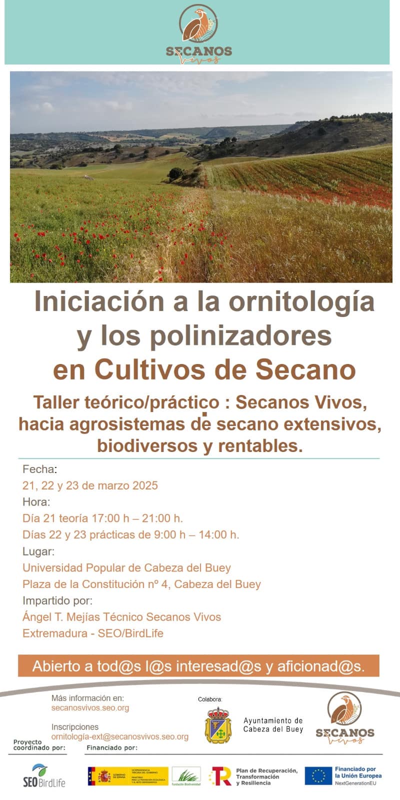 Curso de aves y polinizadores en cultivos de secano